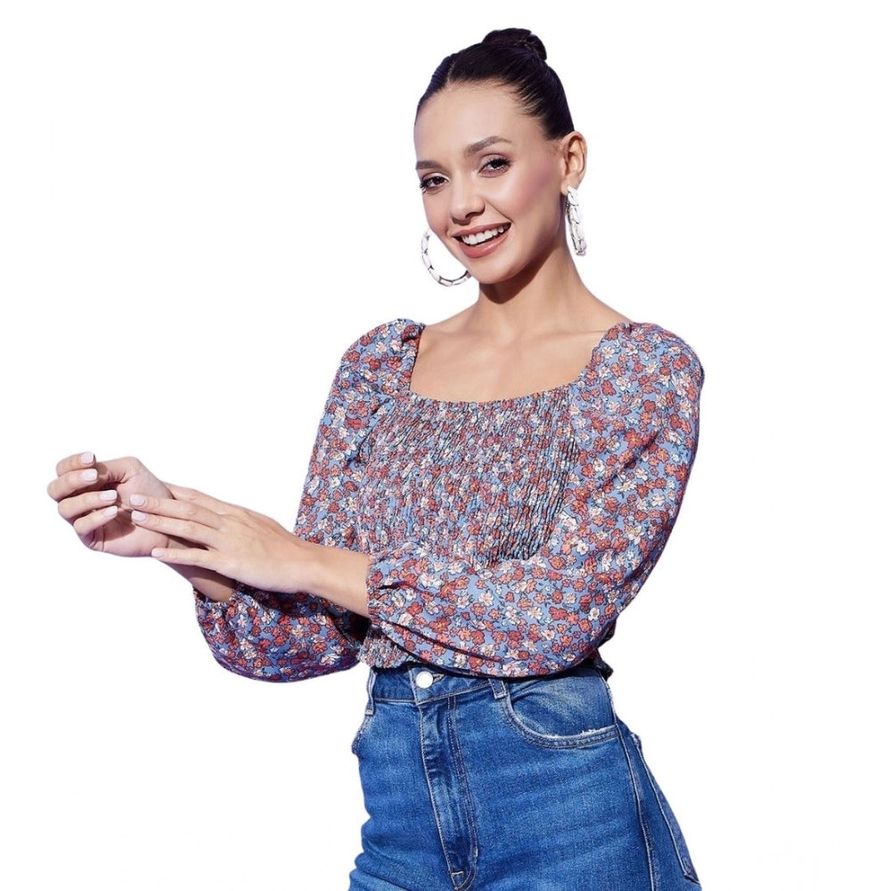 Women’s Multicolor Floral Square Neck Top