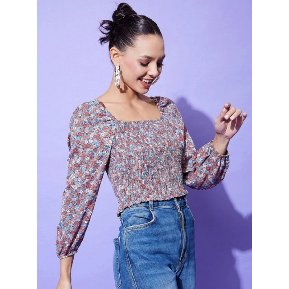 Women’s Multicolor Floral Square Neck Top