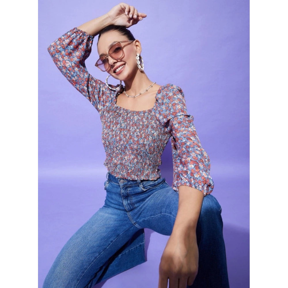 Women’s Multicolor Floral Square Neck Top