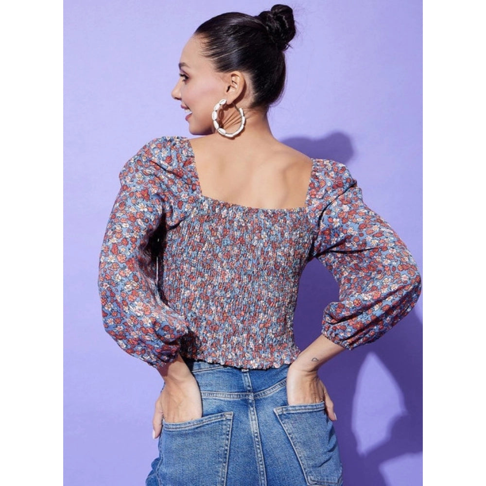 Women’s Multicolor Floral Square Neck Top