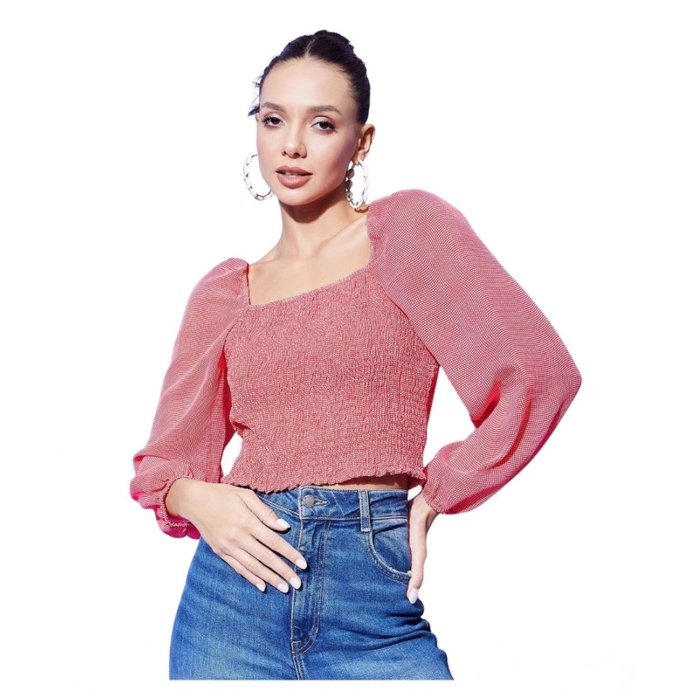 Women’s Red Floral Square Neck Top
