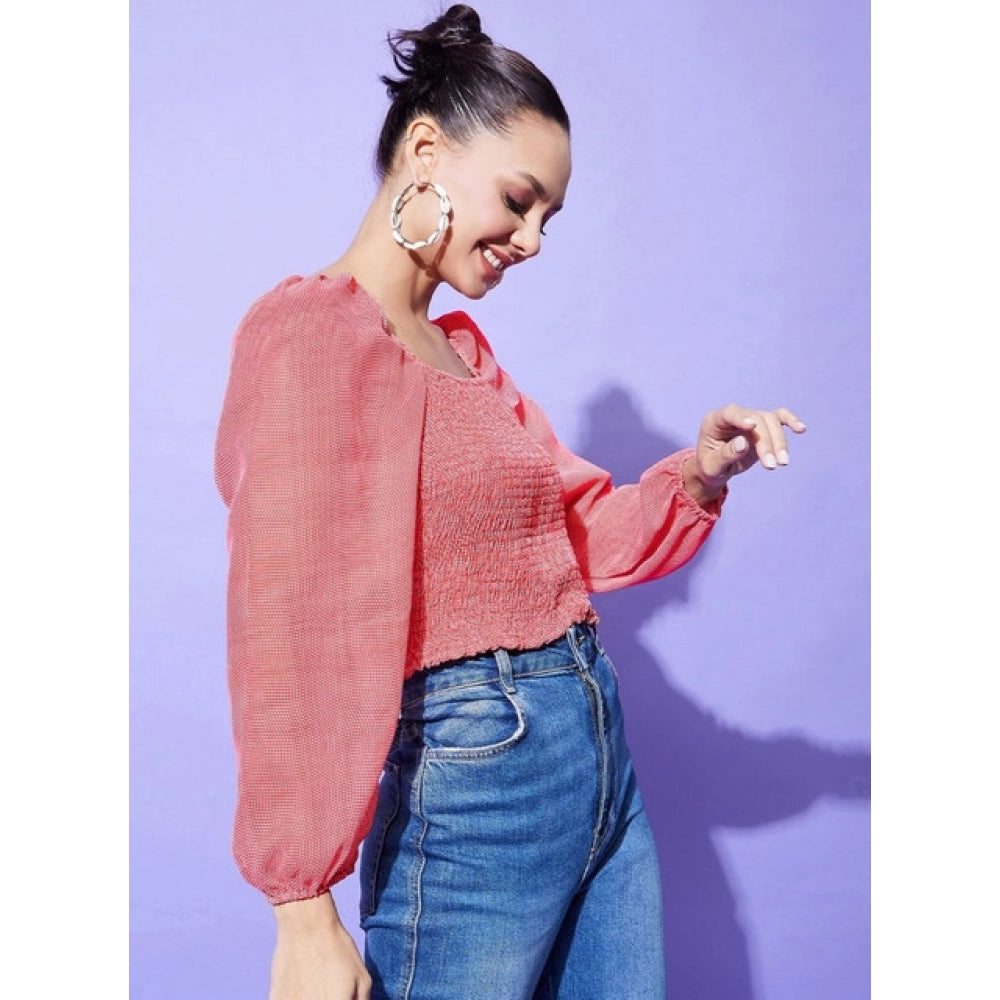 Women’s Red Floral Square Neck Top