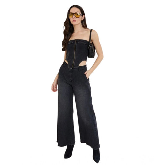 Women’s Black Denim Lycra Strapless Top