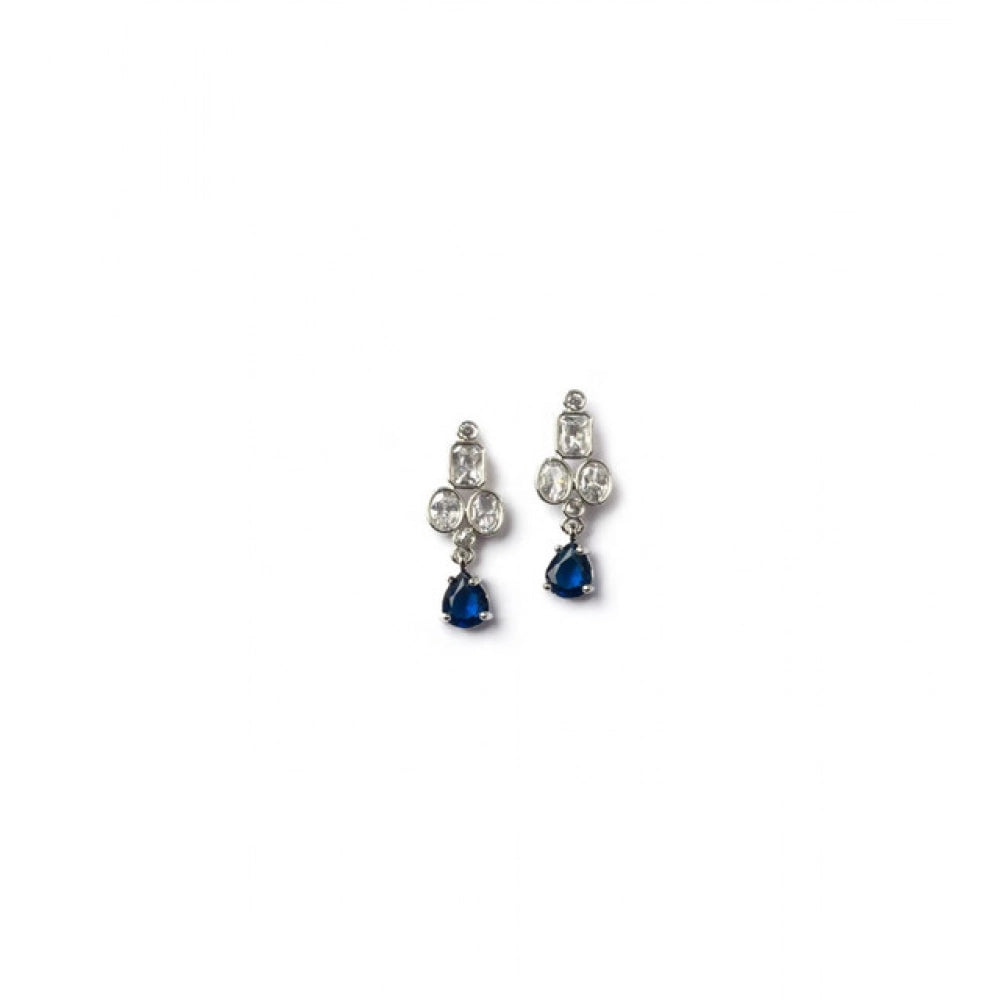 Women's Blue Brass Silver Plated Necklace Set