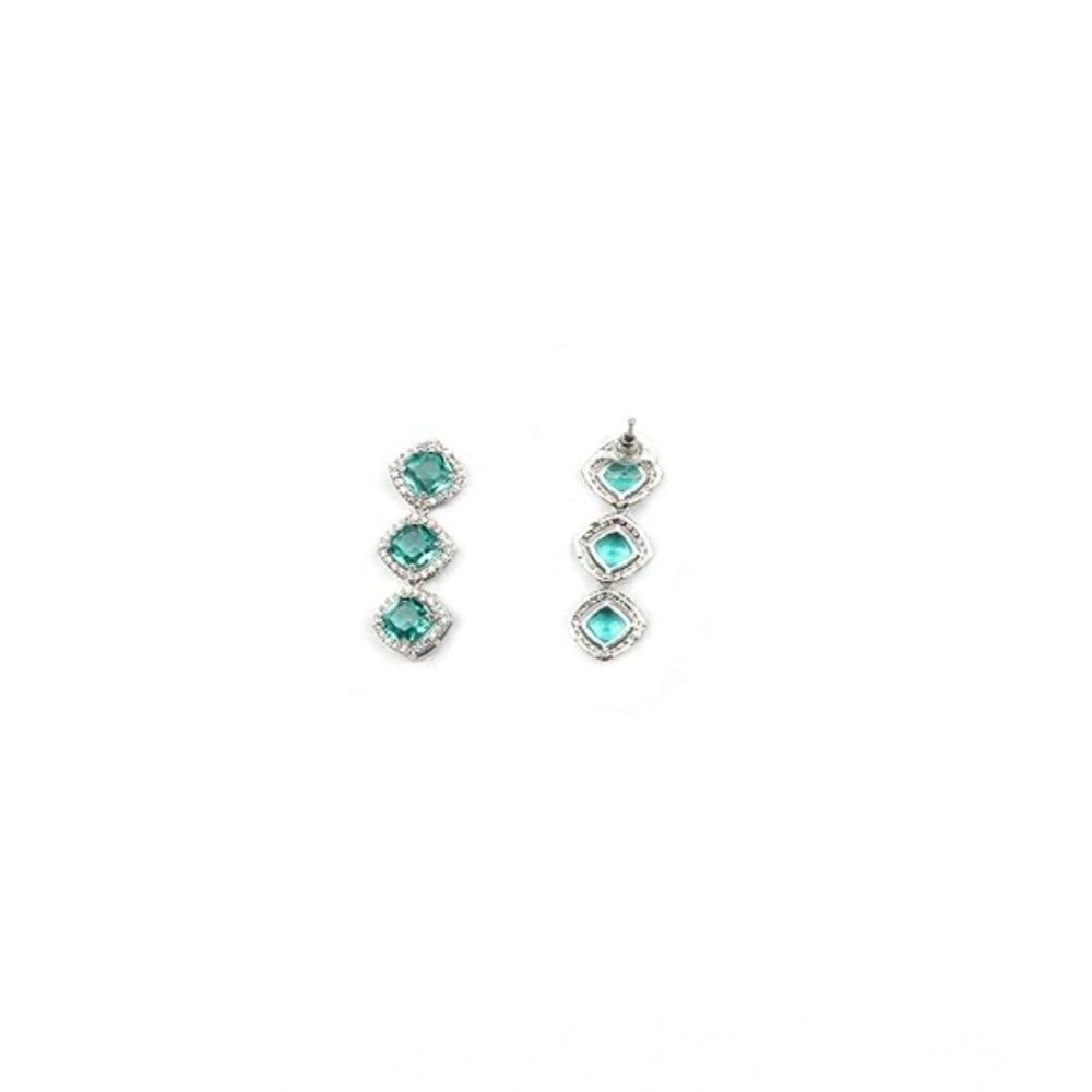 Women's Green Brass Silver Plated Necklace Set
