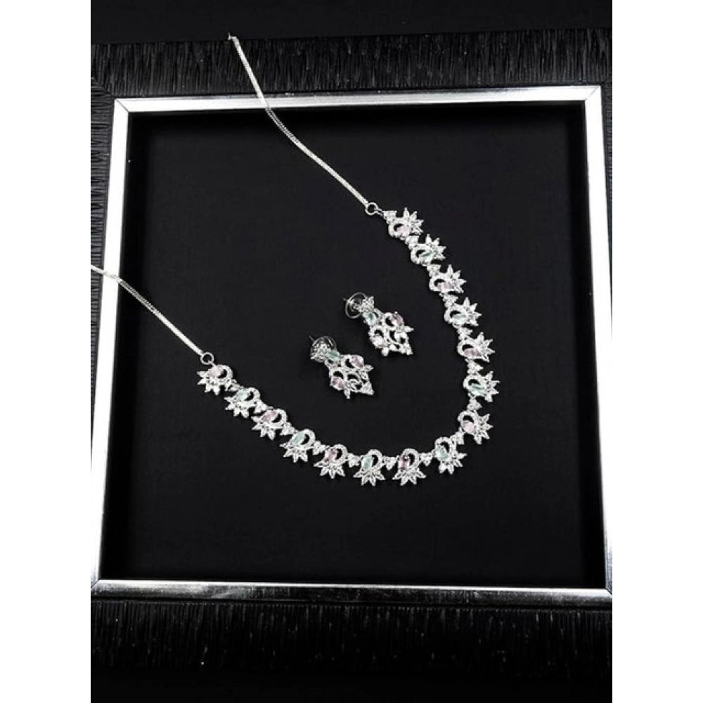 Women's Multicolor Brass Silver Plated Necklace Set