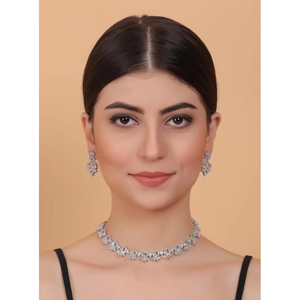Women's Multicolor Brass Silver Plated Necklace Set