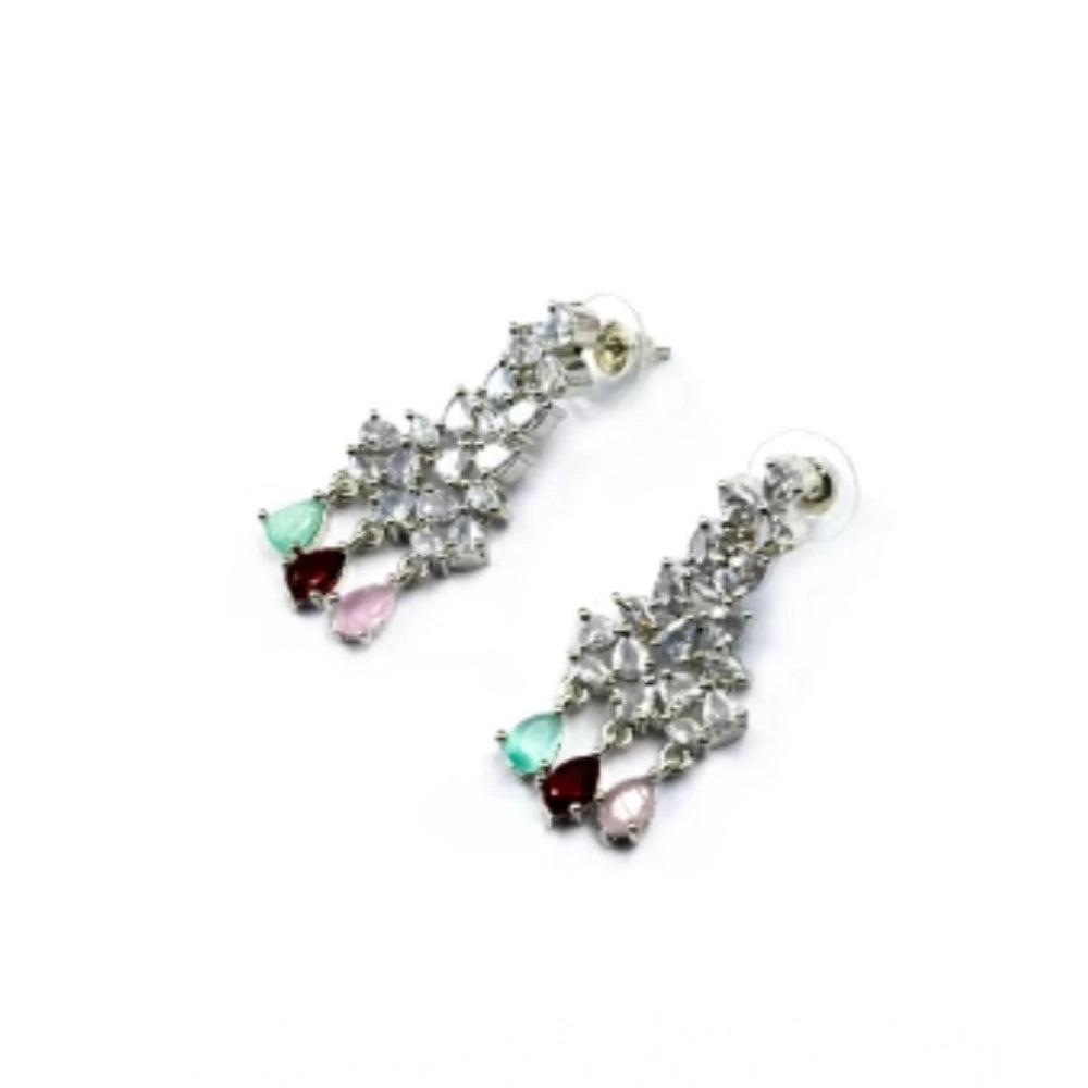 Women's Multicolor Brass Silver Plated Necklace Set