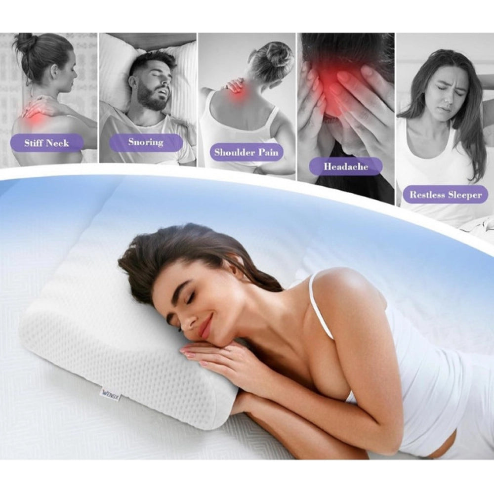 Memory Foam Orthopedic Neck Pillow – White