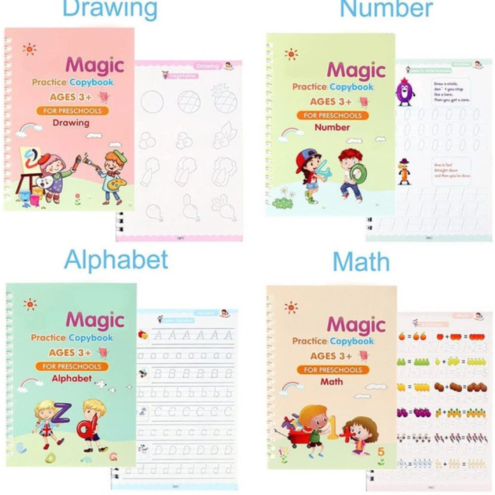 Generic Pack of 3 Magic Drawing Books for Kids (Multicolor)