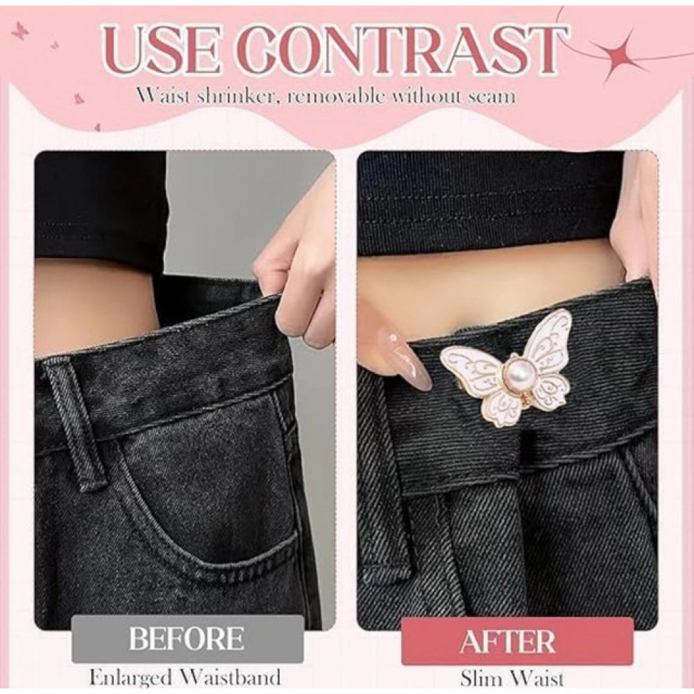 Generic Pack of 3 Butterfly Jeans Clips for Women – Multicolor Denim Fashion Accessories