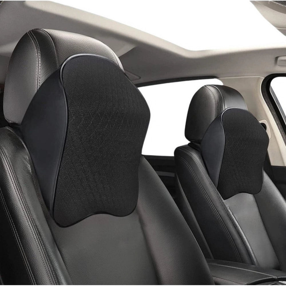 Memory Foam Car Headrest Pillow – Black
