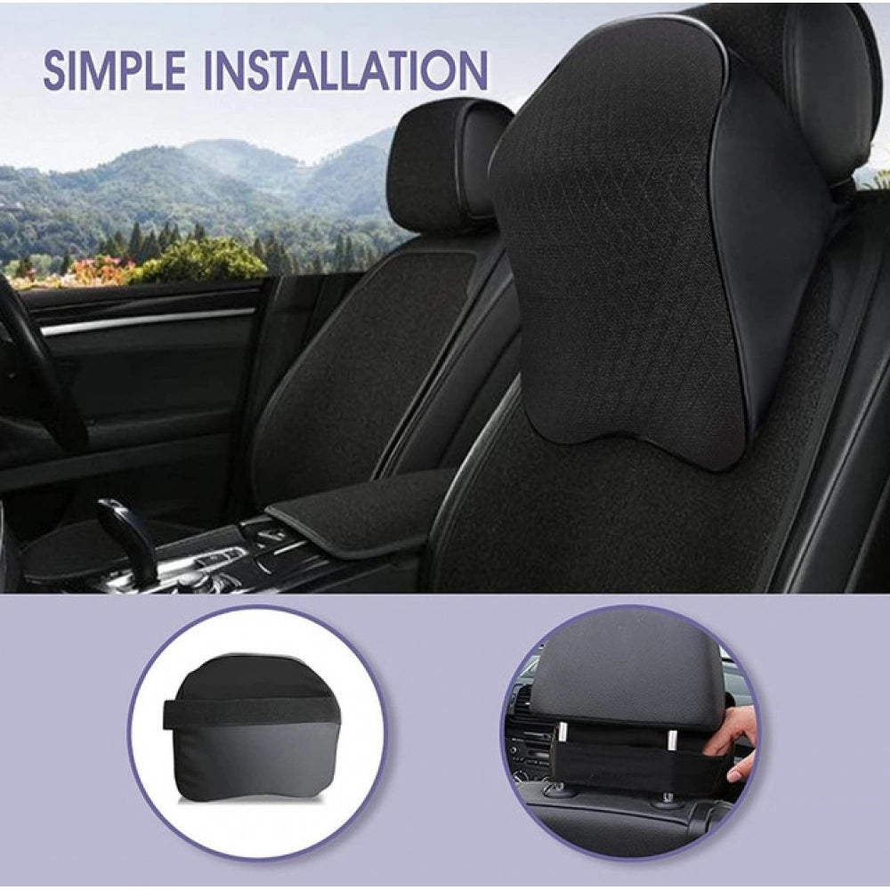 Memory Foam Car Headrest Pillow – Black