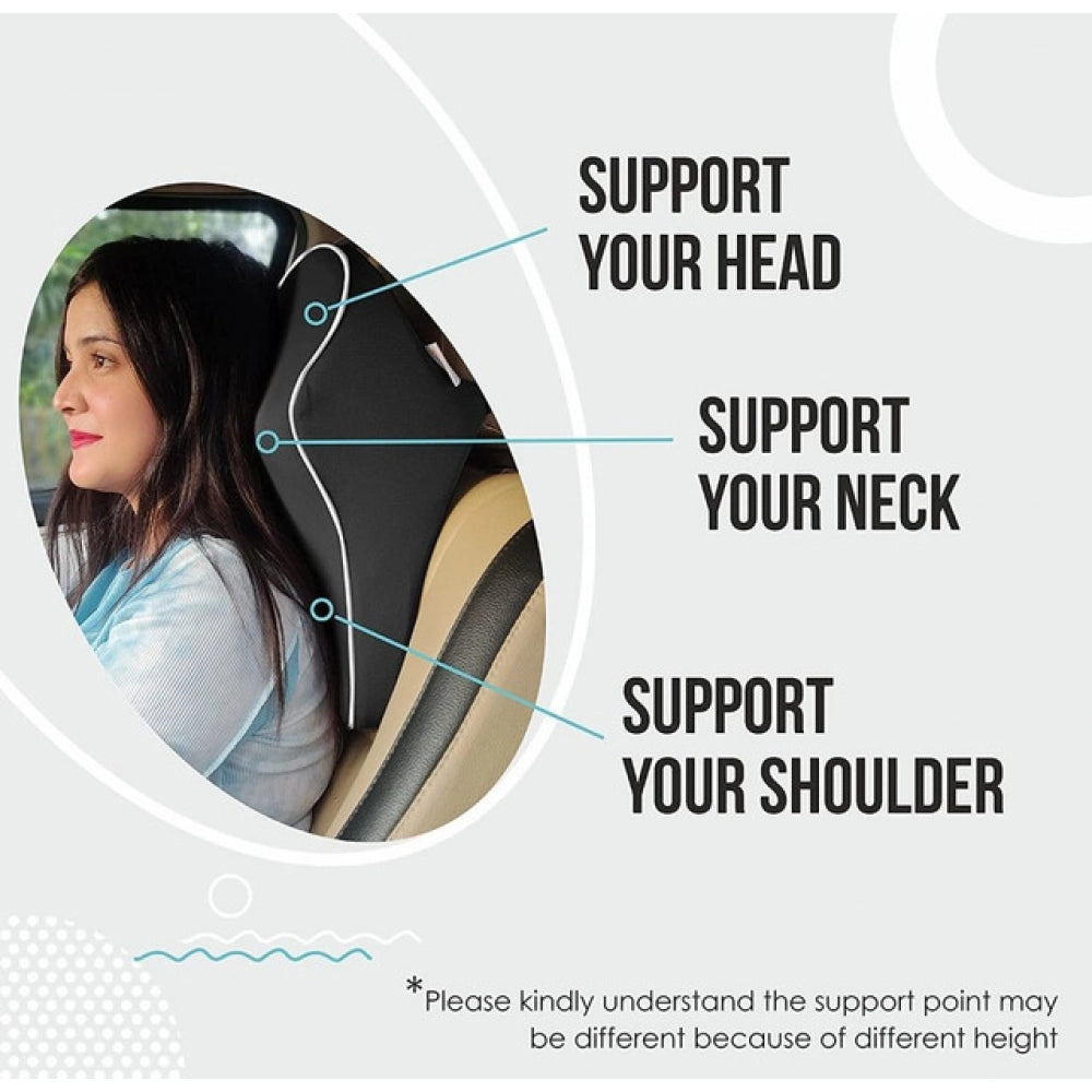 Memory Foam Car Headrest Pillow – Black