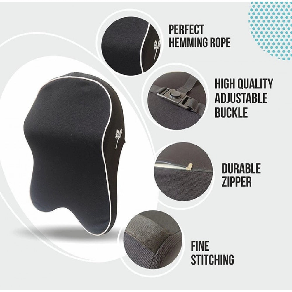 Memory Foam Car Headrest Pillow – Black