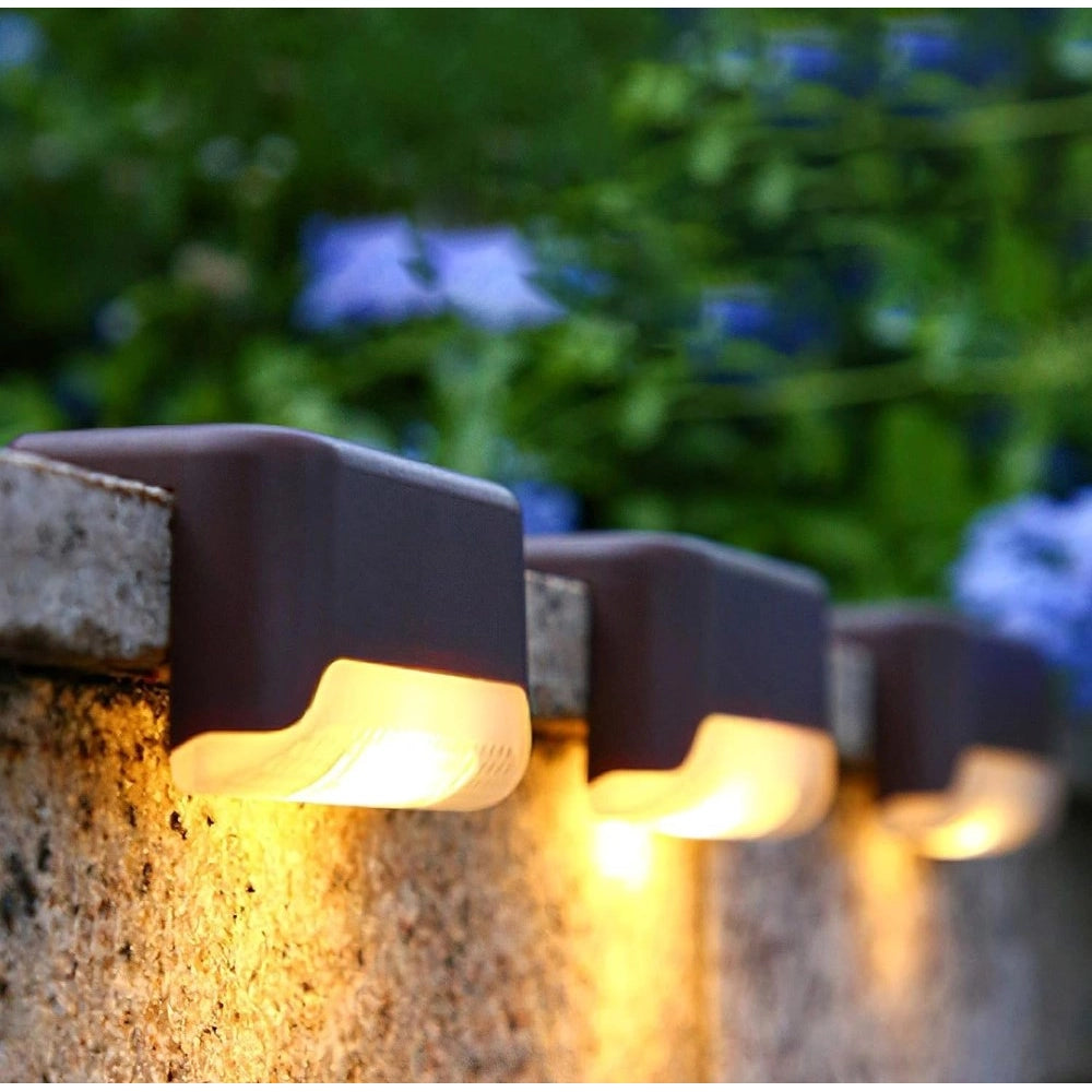 Pack of 4 Black Stair Deck Solar Lights – IP65 Waterproof