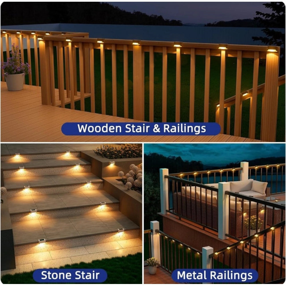 Pack of 4 Black Stair Deck Solar Lights – IP65 Waterproof