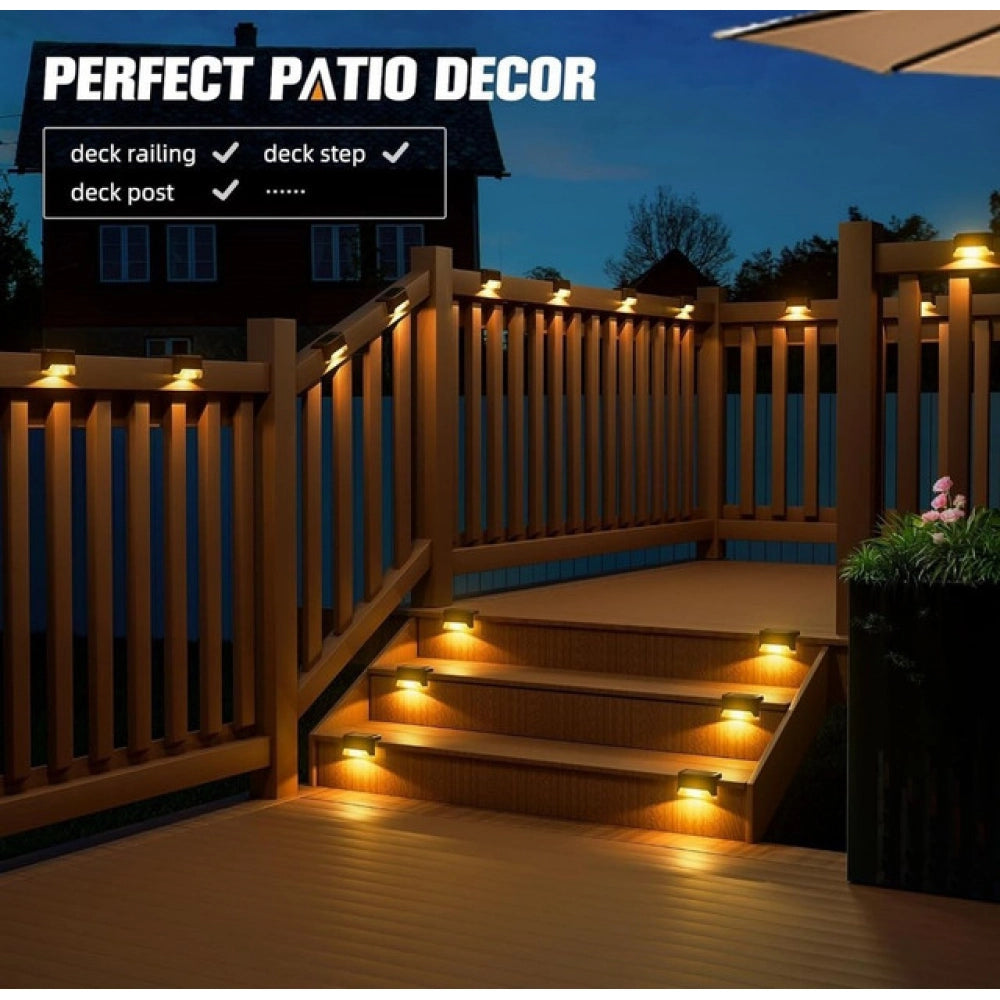 Pack of 4 Black Stair Deck Solar Lights – IP65 Waterproof