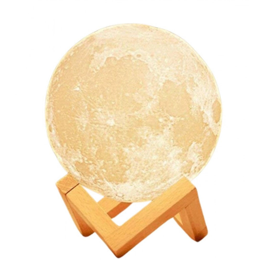 3D Moon Lamp with Wooden Stand – 7 Color Touch LED
