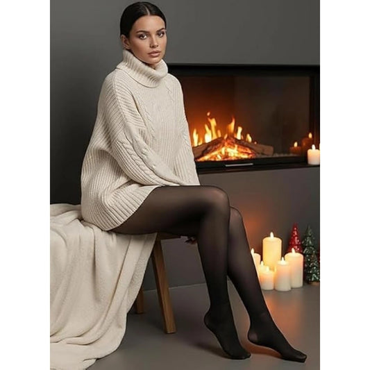 Generic Women's Fleece Lined Sheer Warm Stretch Tights