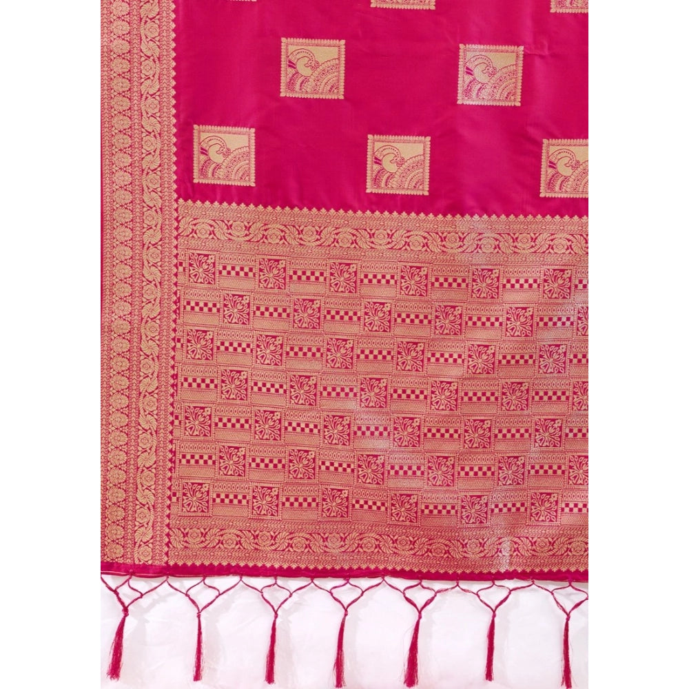 Women's Magenta Silk Blend Printed Saree with Unstitched Blouse – 5.5 Mtr