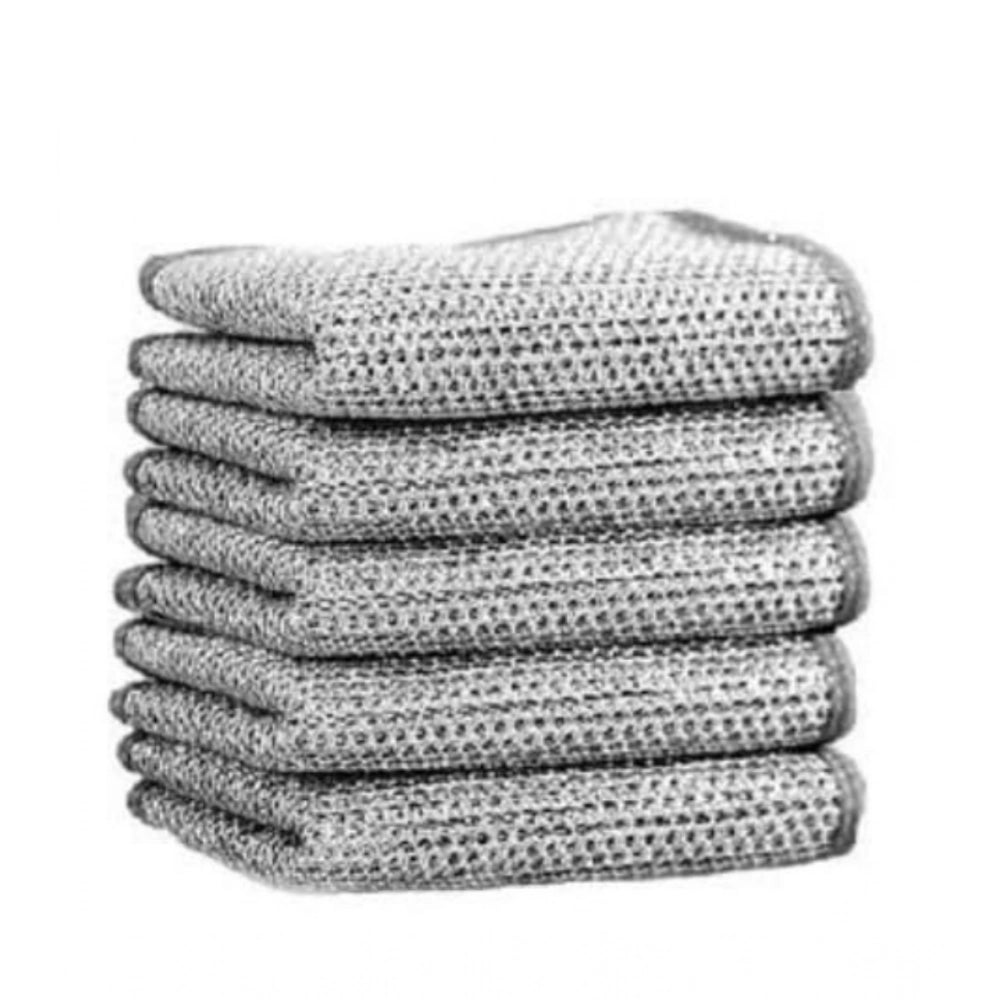 Pack of 5 Stainless Steel Dishwash Scrub | Silver