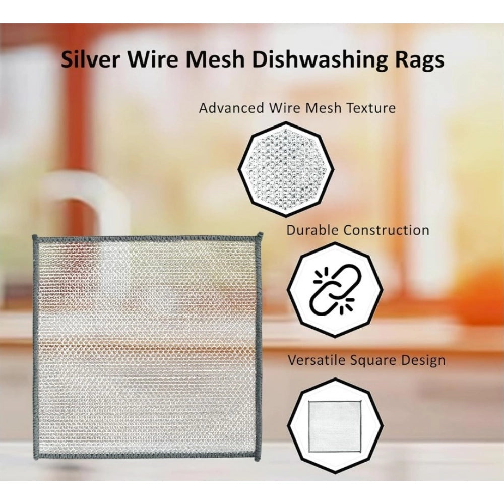 Pack of 5 Stainless Steel Dishwash Scrub | Silver