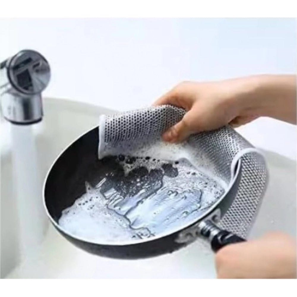 Pack of 15 Stainless Steel Dishwash Scrubbers – Silver | Kitchen Cleaning Scrub