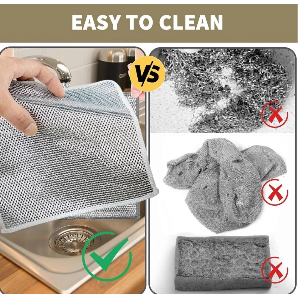 Pack of 15 Stainless Steel Dishwash Scrubbers – Silver | Kitchen Cleaning Scrub