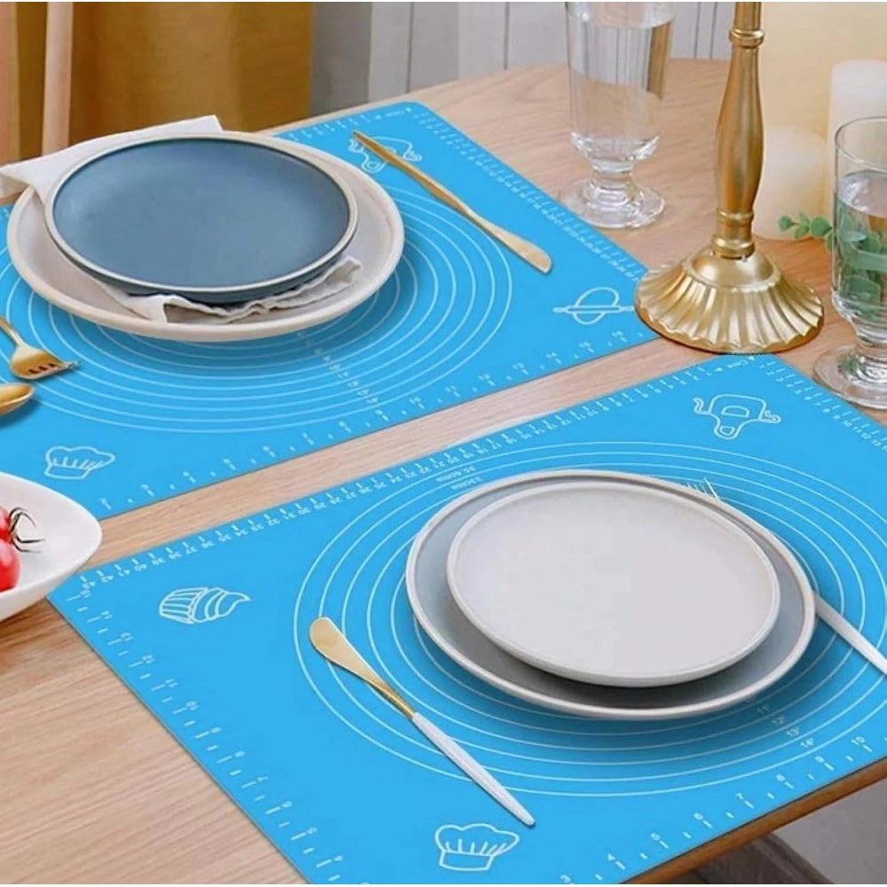 Pack of 3 Silicone Roti Making Mats – Blue | Non-Stick Rolling Mat