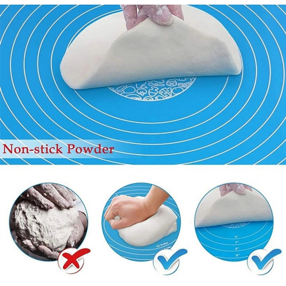 Pack of 3 Silicone Roti Making Mats – Blue | Non-Stick Rolling Mat