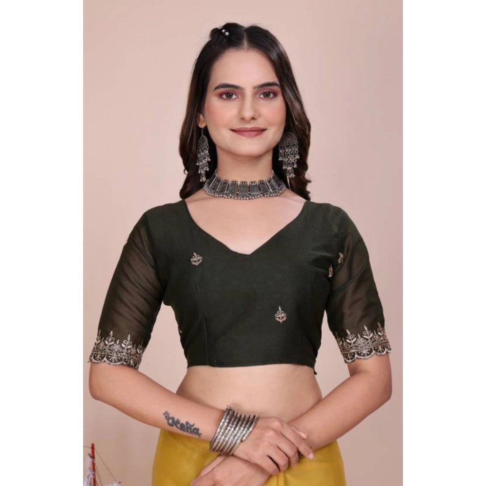 Generic Women's Yellow Georgette Embellished Saree With Unstitched Blouse – 5.5 Meters