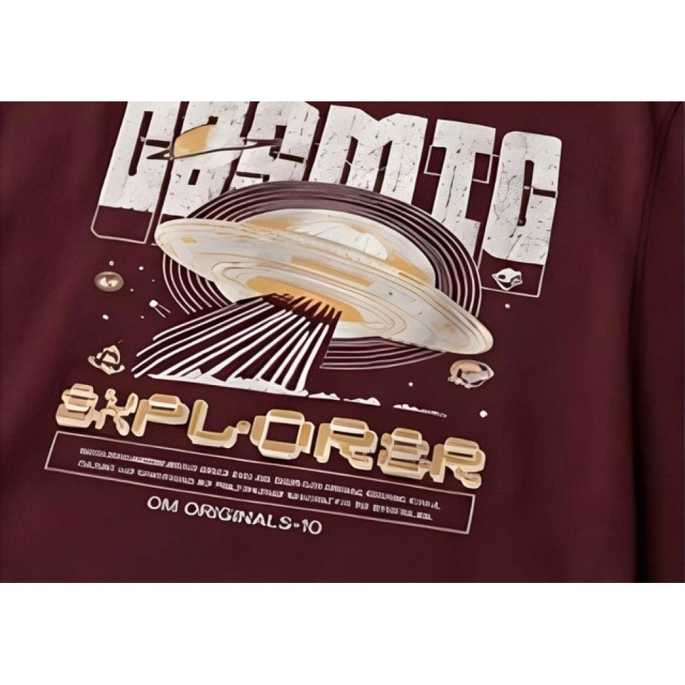 Generic Men's Cotton Blend Printed Oversized Round Neck Half Sleeve T-Shirt (Maroon)
