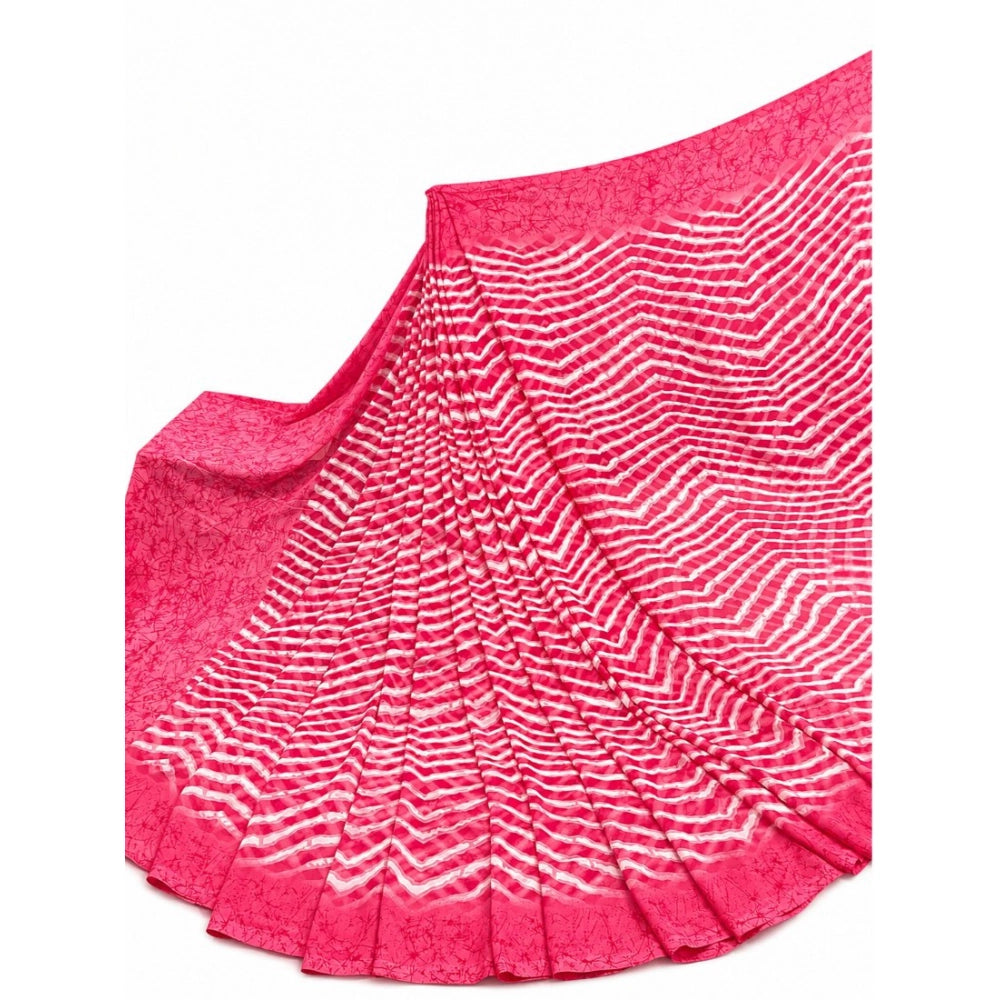 Women's Pink Georgette Printed Saree with Unstitched Blouse