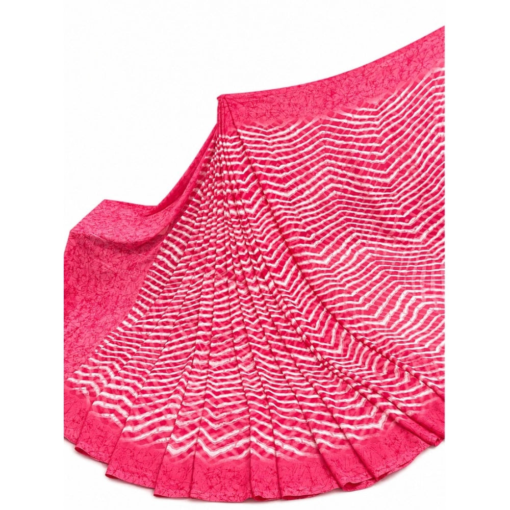 Women's Pink Georgette Printed Saree with Unstitched Blouse