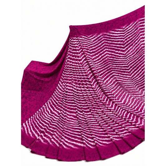 Women's Magenta Georgette Printed Saree with Unstitched Blouse