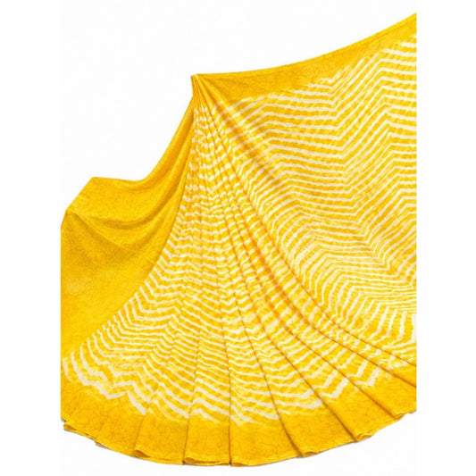 Women's Yellow Georgette Printed Saree with Unstitched Blouse
