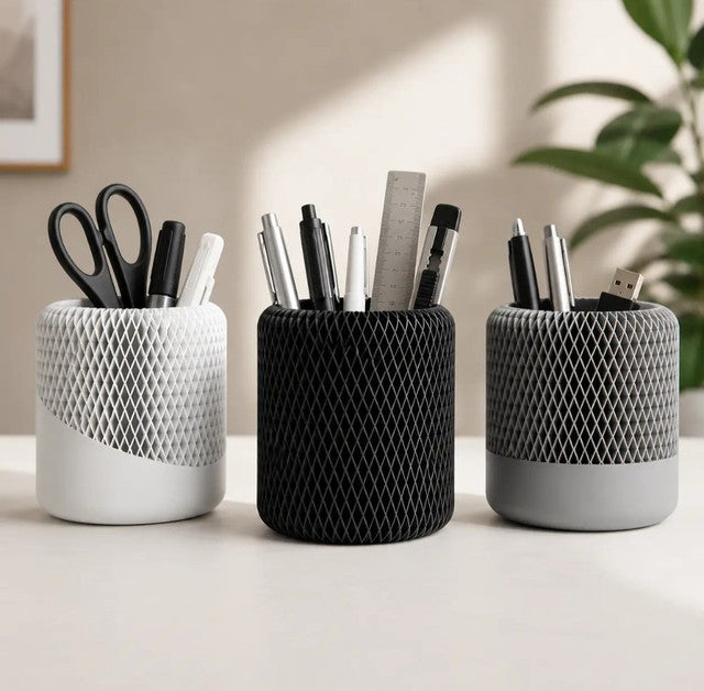 Generic Plastic Japandi Pencil Holder (Multicolor)