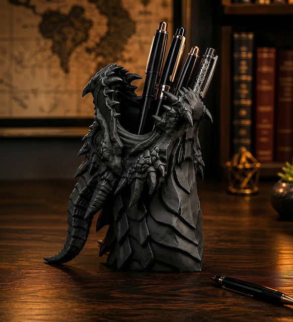 Generic Plastic Dragon Head Pen Holder - Desk Organizer (Black)