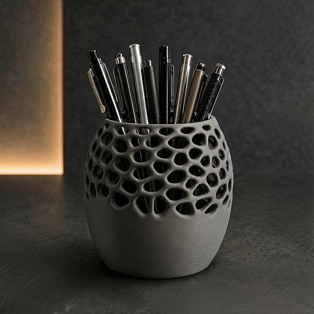 Generic Plastic Voronoi Pencil 3 Holder Cup (Sage Green-Light Grey)