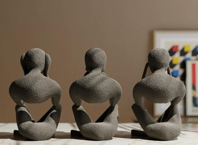 Generic Plastic No Evil Trio Set of 3 Pieces (Grey)