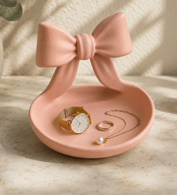 Generic Plastic Bow Jewellery Modern Tray (Pink)