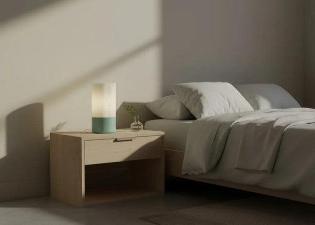 Generic Plastic Cylindrical Minimalistic Table Lamp (White-Pastel Green)