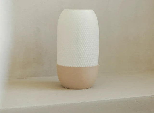 Generic Plastic Table Lamp With Diamond Pattern (White-Grey)