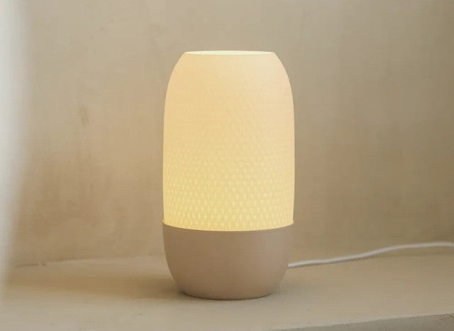Generic Plastic Table Lamp With Diamond Pattern (White-Grey)