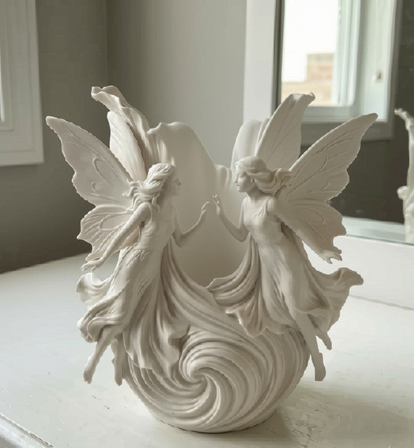 Generic Plastic Twin Fairy Wings Makeup Brush & Vanity Organizer (Off-white)