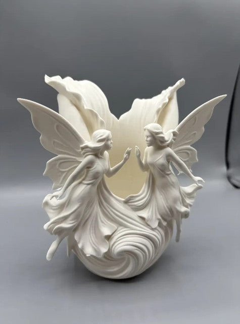 Generic Plastic Twin Fairy Wings Makeup Brush & Vanity Organizer (Off-white)