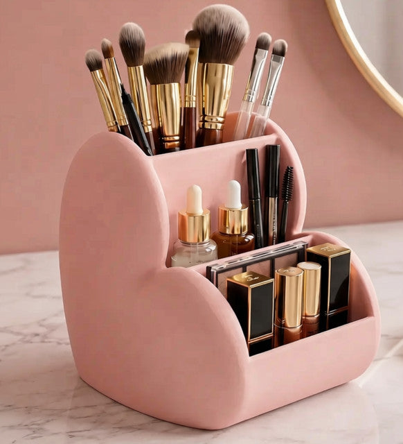 Generic Plastic Lovely Heart - Shaped Makeup & Desk Organizer (Pastel Pink)