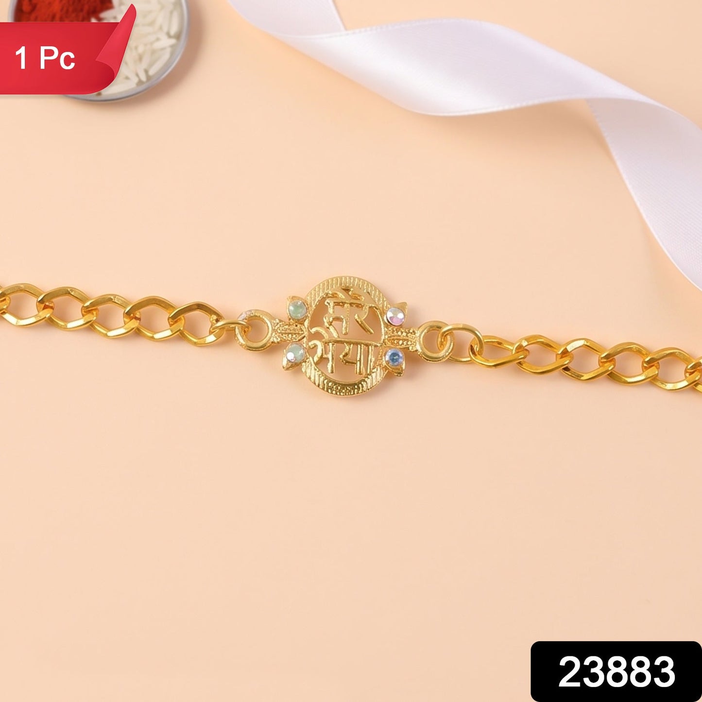 Mere Bhaiya Bracelet Rakhi Gold-plated Chain Rakhi With Stones For Brother (1 Pc)