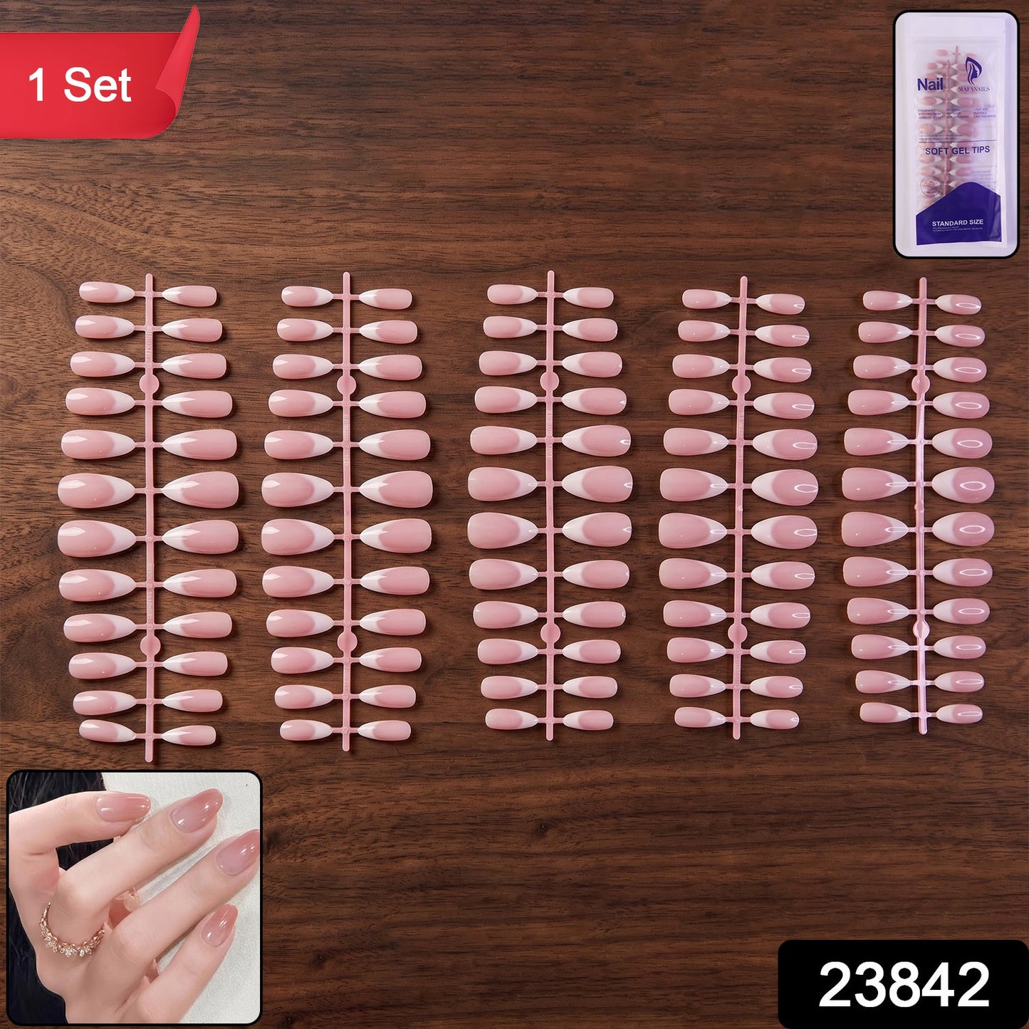 Artificial Nail Tips Set  Elegant French Manicure At Home